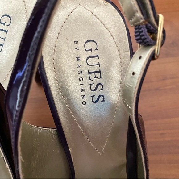 Guess By Marciano | Sling Back Peep Toe High Heels | Eggplant | Size: 8M - Picture 5 of 6